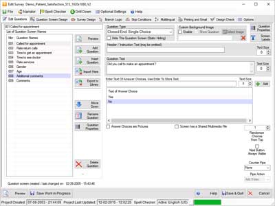 Digivey Survey Suite screenshot: Digivey Survey Suite questionnaire design

