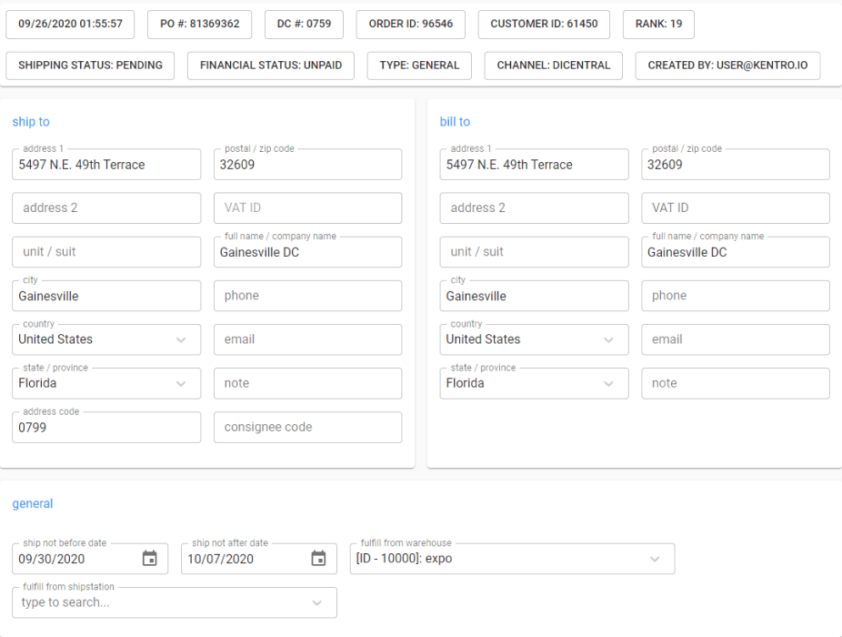 Kentro Software - Order Managment