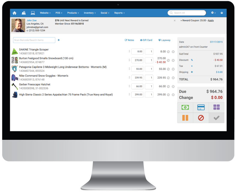 Rain Point of Sale customer details screenshot