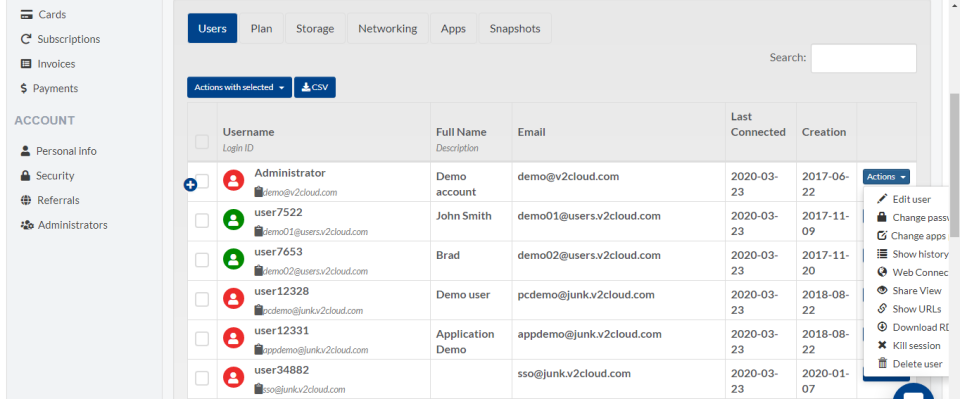 V2 Cloud user management