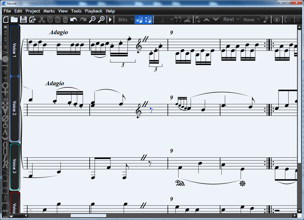 Musink screenshot: Using Musink Music Maker Notation Software