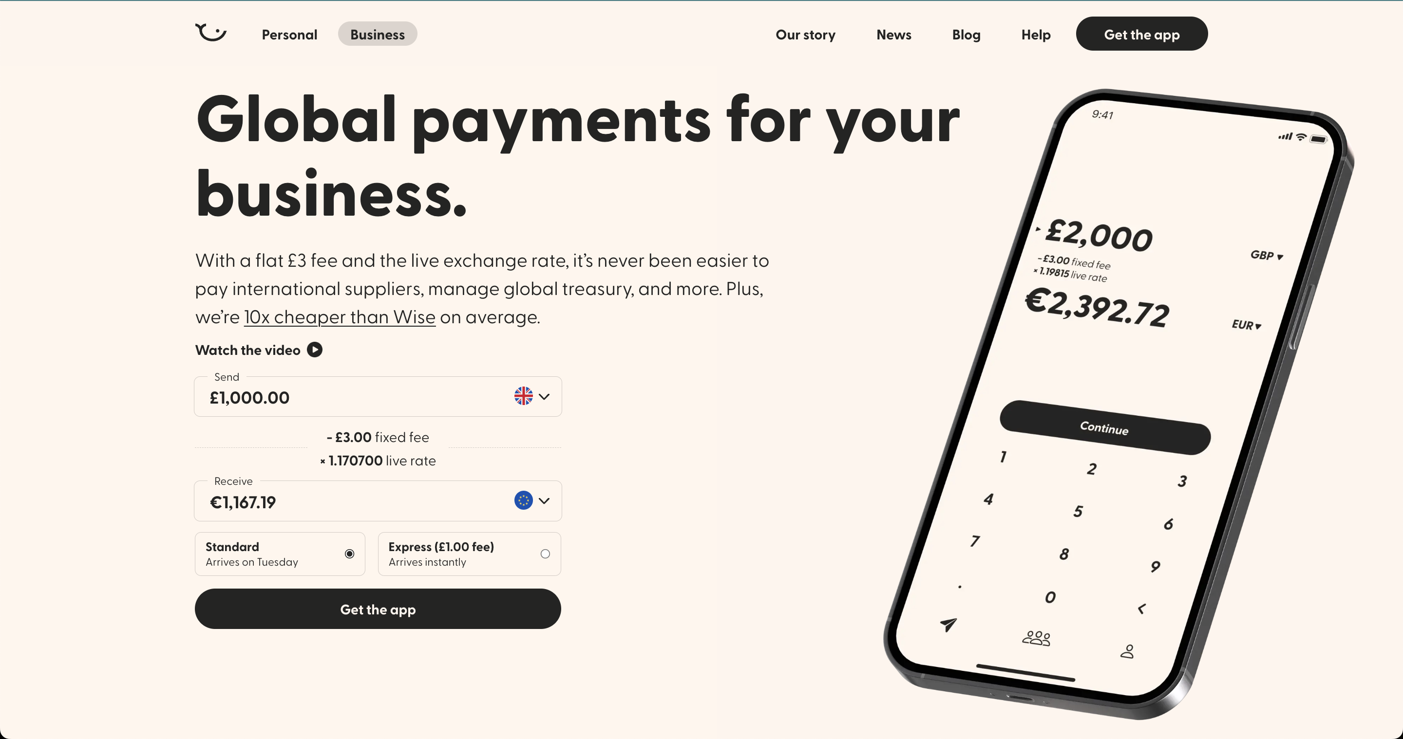Atlantic Money screenshot: Atlantic Money for Business homepage