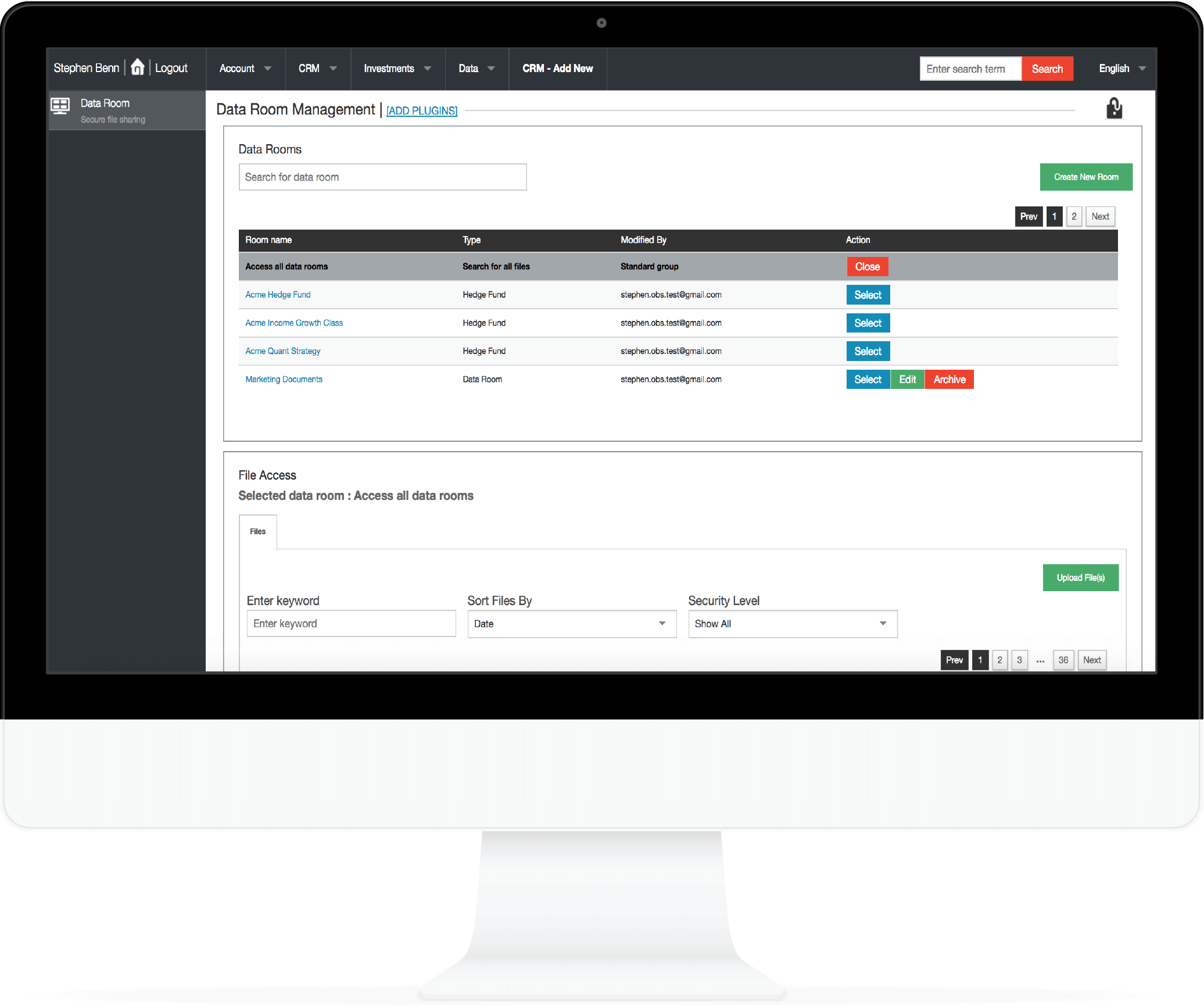 Obsidian Suite Software - Data rooms can be created to share and track files securely