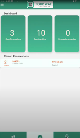 Digital Wait List screenshot: Digital Wait List closed reservations
