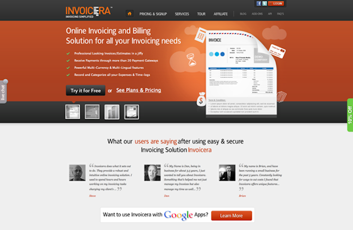 Invoicera screenshot: Invoicera