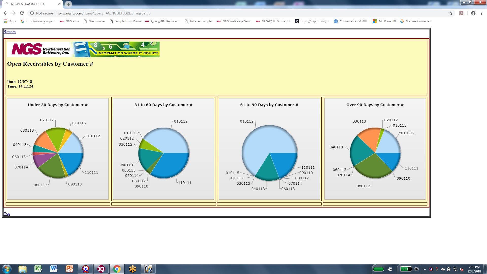 NGS-IQ web reports screen