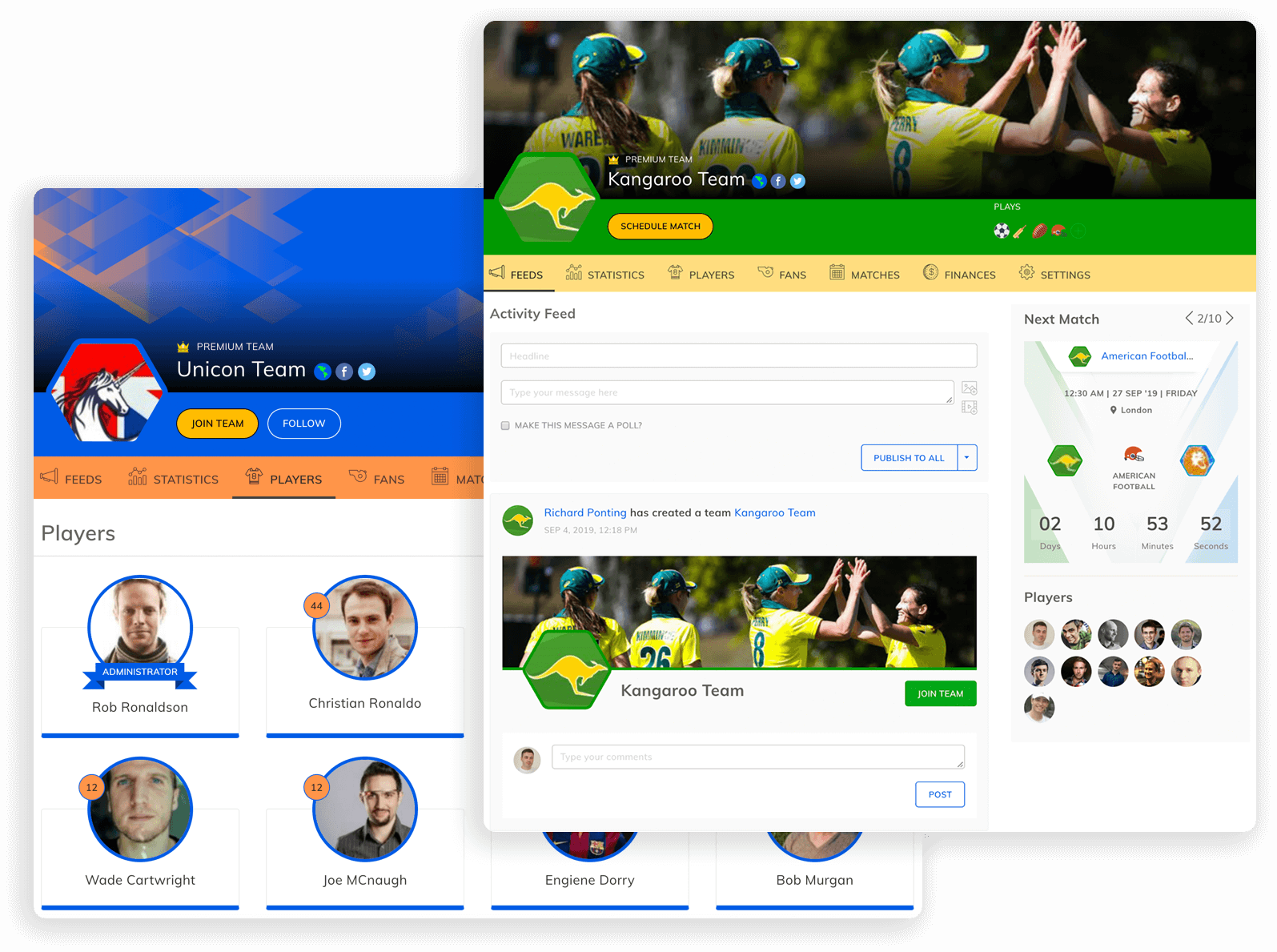 Team Page - Team Management Software helps your team huddle up at any time anywhere. Manage Player Roster & Online Team Payment Collection. Keep track of  Team Statistics & Team Player Statistics.-thumb