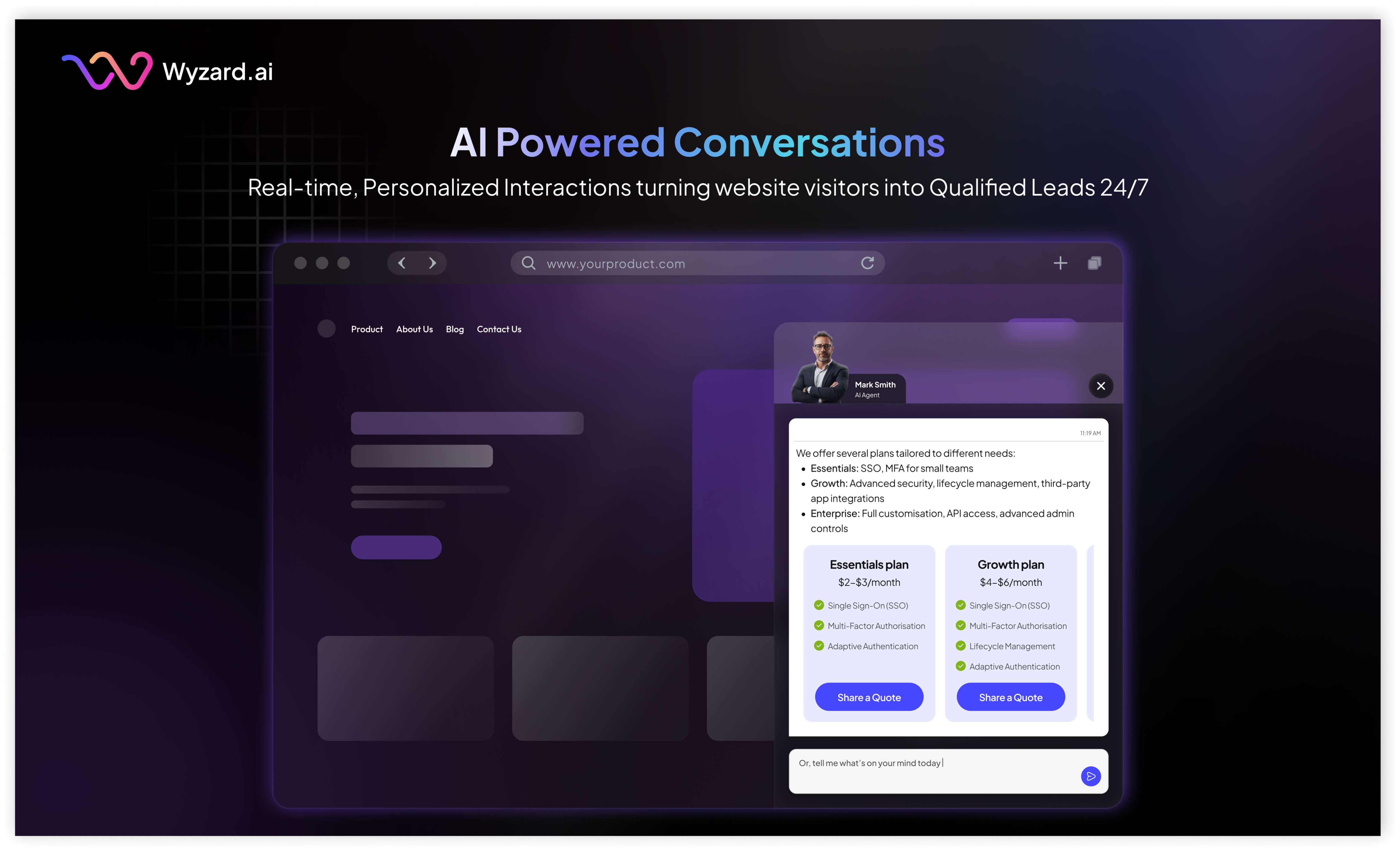 Wyzard.ai screenshot: Wyzard.ai conversation agent