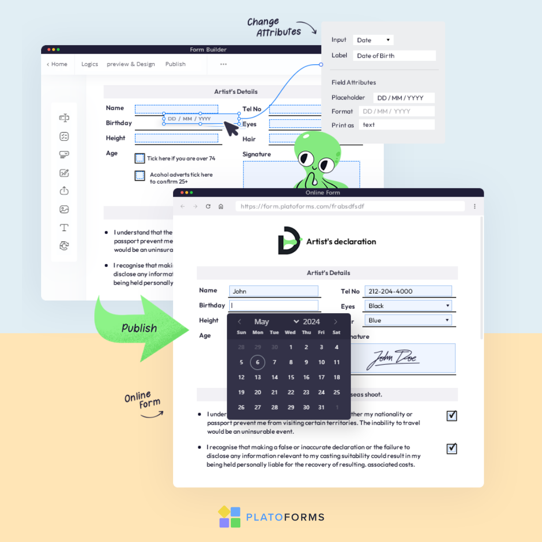 PlatoForms screenshot: PlatoForms converting PDF into online form