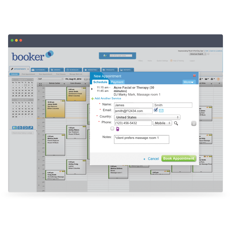 Booker Software - Use the calendar in Booker to shedule your appointments and book rooms