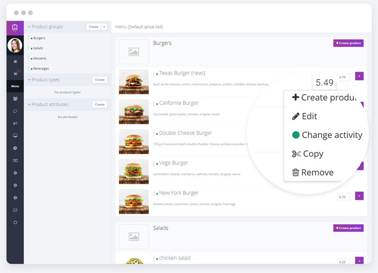 UpMenu product grouping
