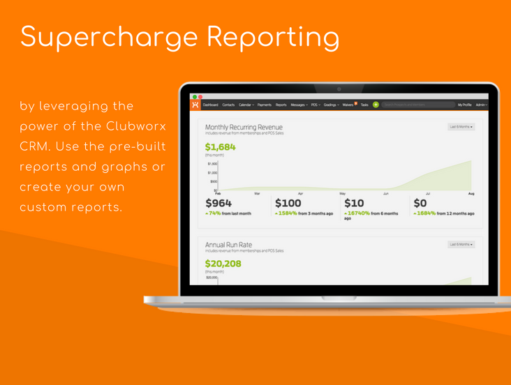 Supercharge reporting by leveraging the power of the Clubworx CRM. Use the pre-built reports and graphs or create your own custom reports.