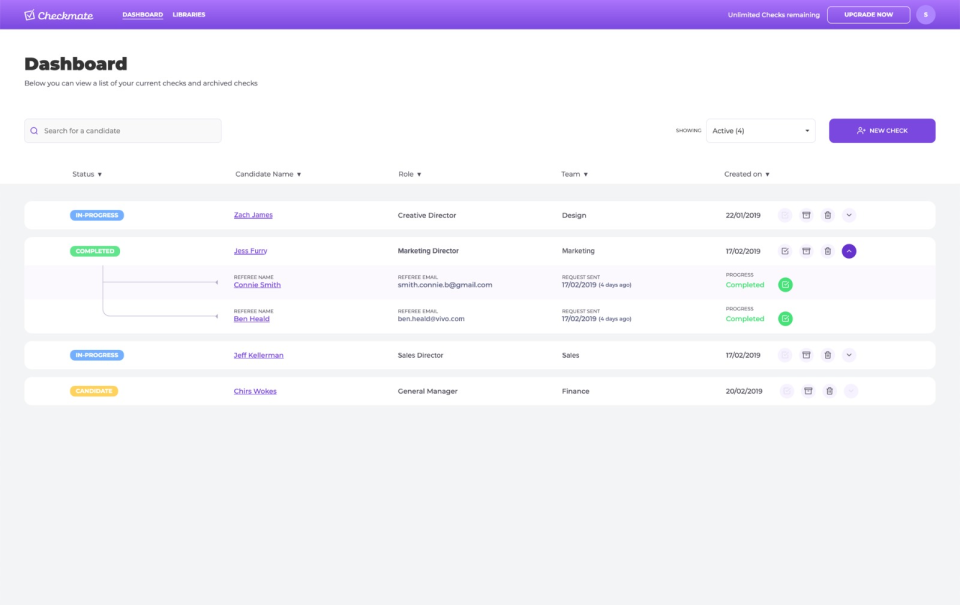 Checkmate Software - Checkmate dashboard