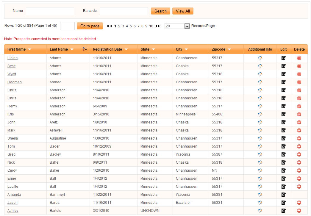Users can view a full list of their prospects in iGo Figure