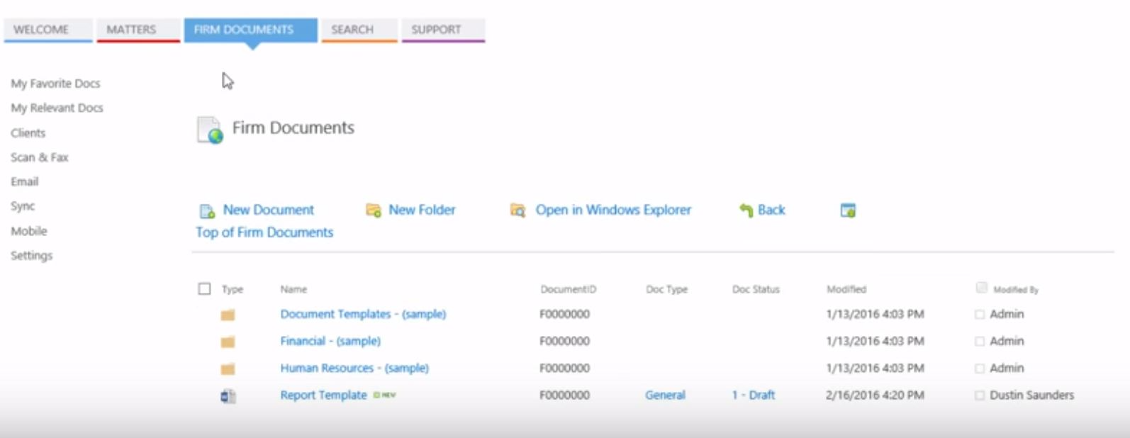 Store general firm files and folders in Firm Documents