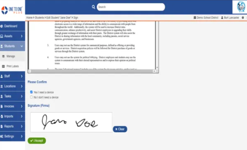 One to One Plus electronic signature