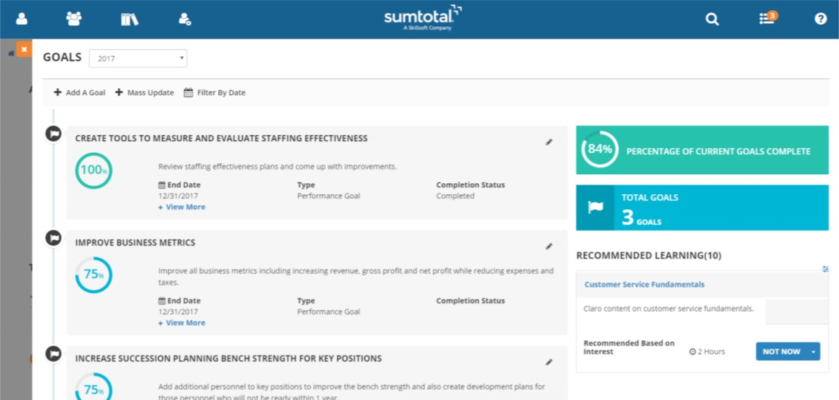 SumTotal Talent Development screenshot: SumTotal Talent Development goals