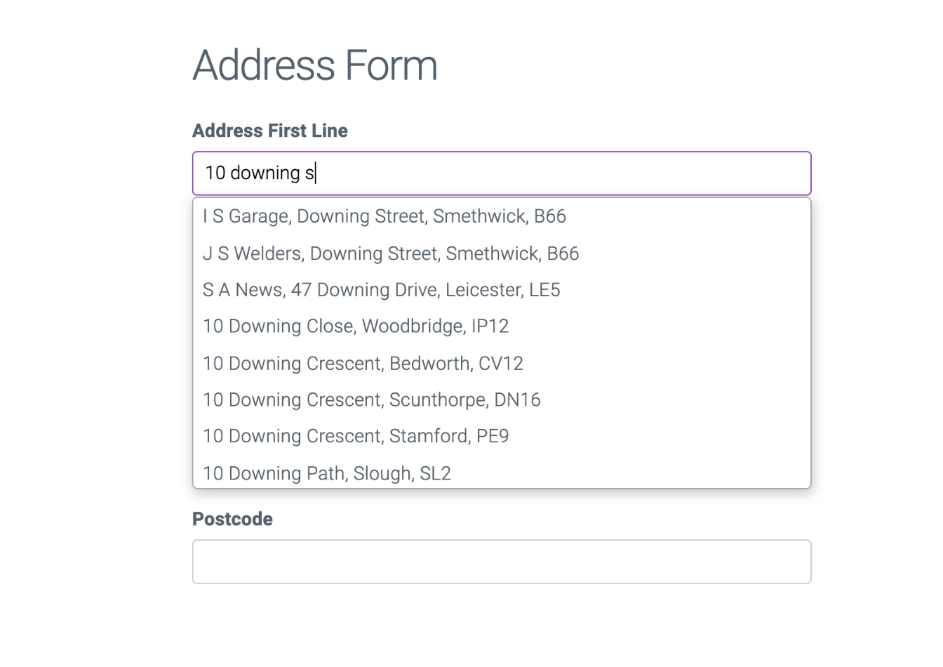 Address Finder Demo