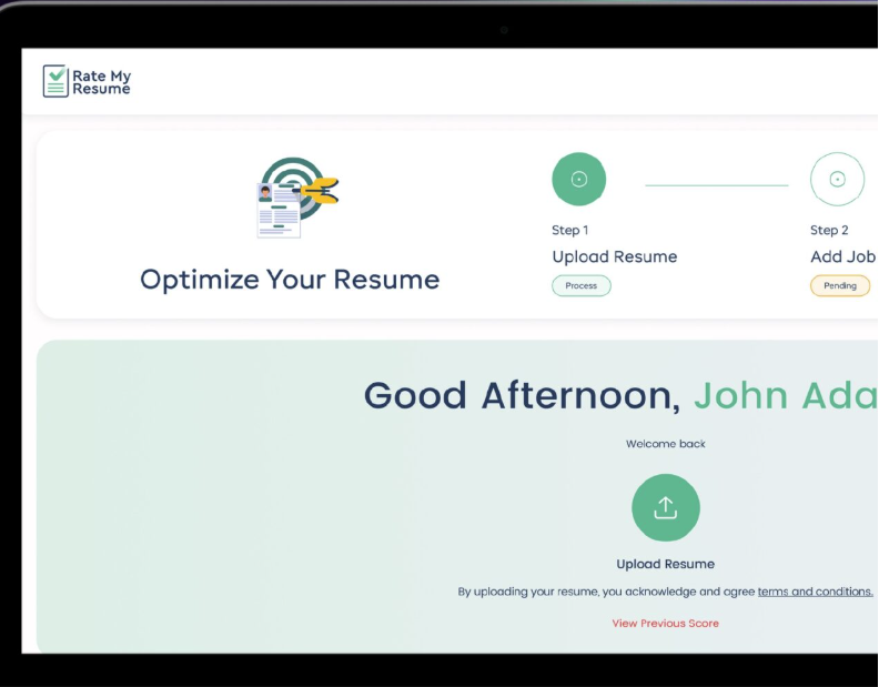 Rate My Resume screenshot: Rate My Resume upload resume