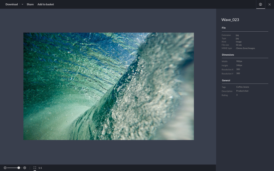 WoodWing Assets Software - High resolution preview of digital assets in WoodWing Assets