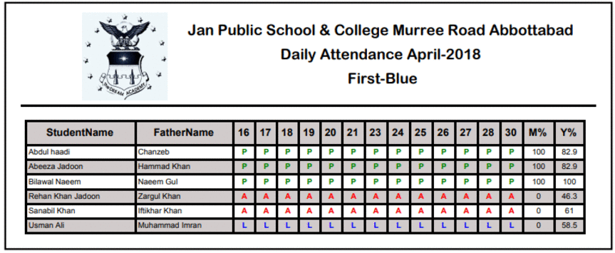 JSiMS attendance record