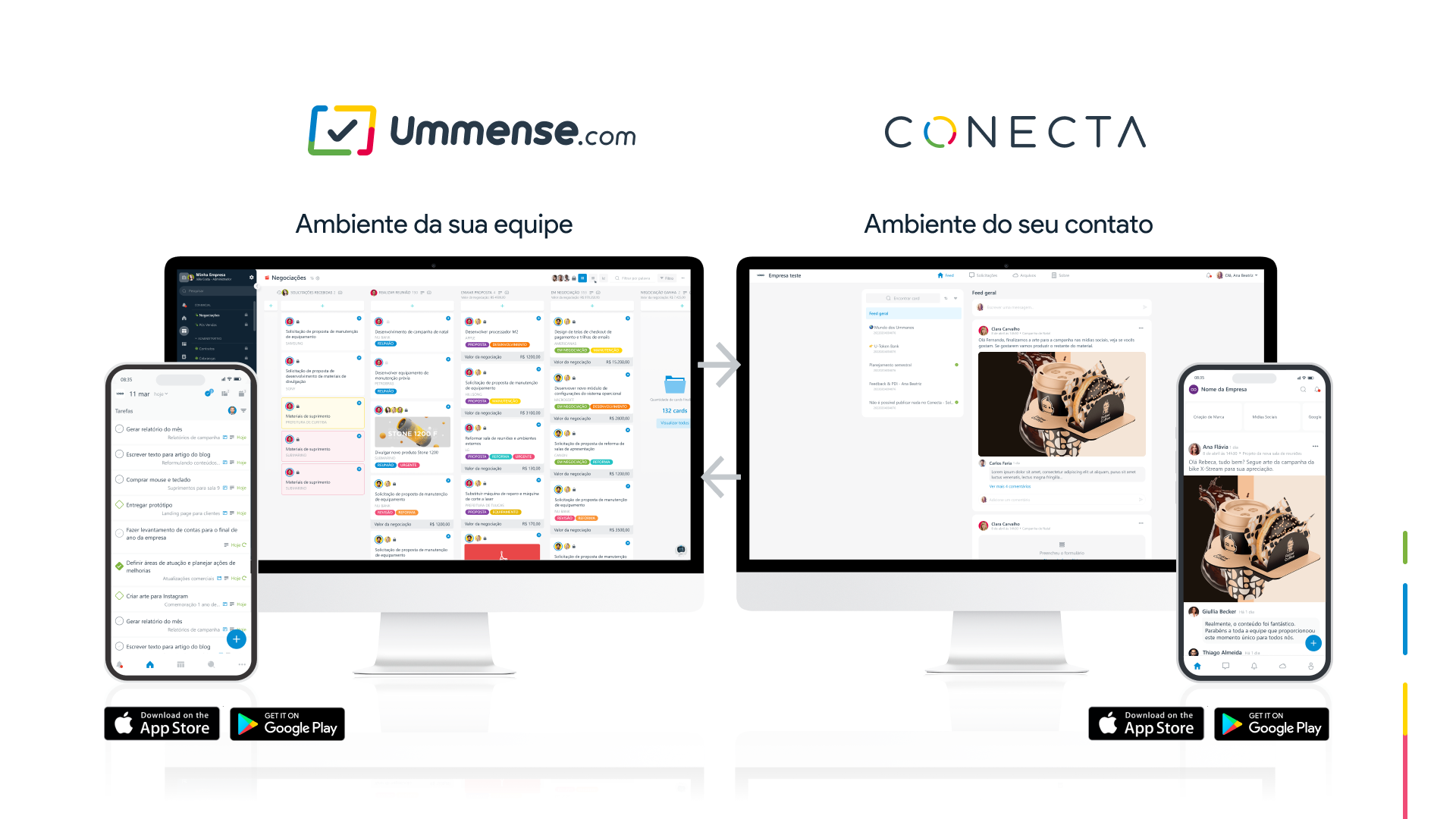 Ummense Software - Com o CONECTA, os clientes têm a oportunidade de acompanhar o progresso dos serviços e interagir com a equipe de maneira profissional e organizada em um ambiente exclusivo na versão web e no aplicativo.
