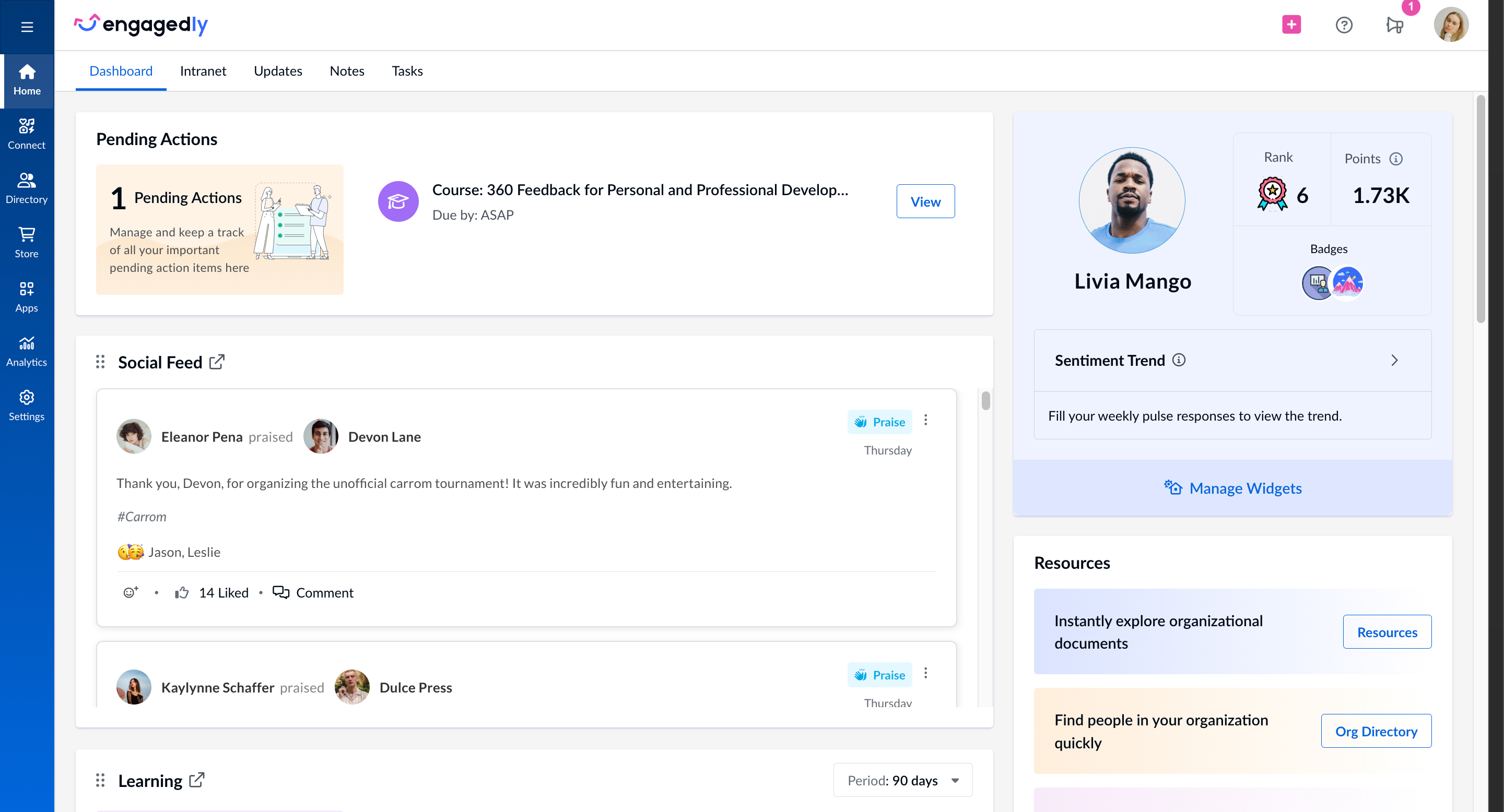 Engagedly screenshot: Engagedly's Homepage