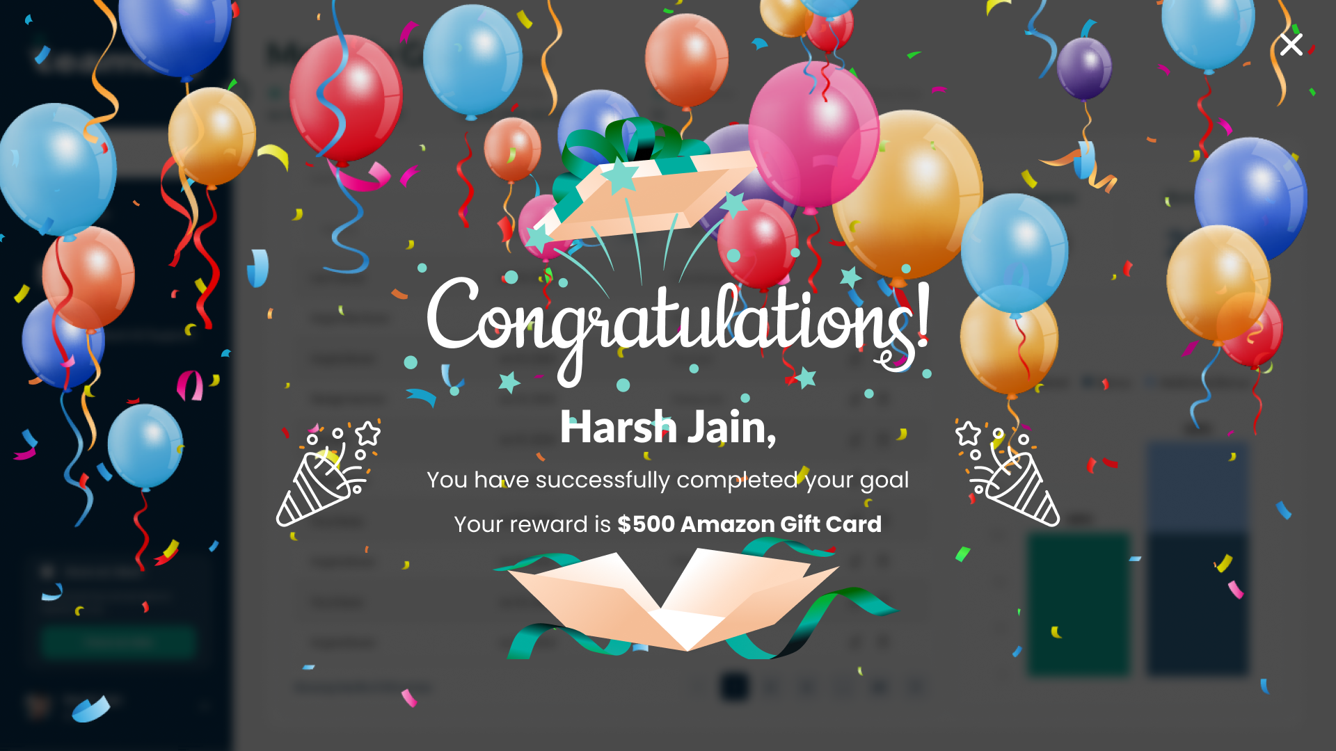 Teamery screenshot: Mission complete recognition