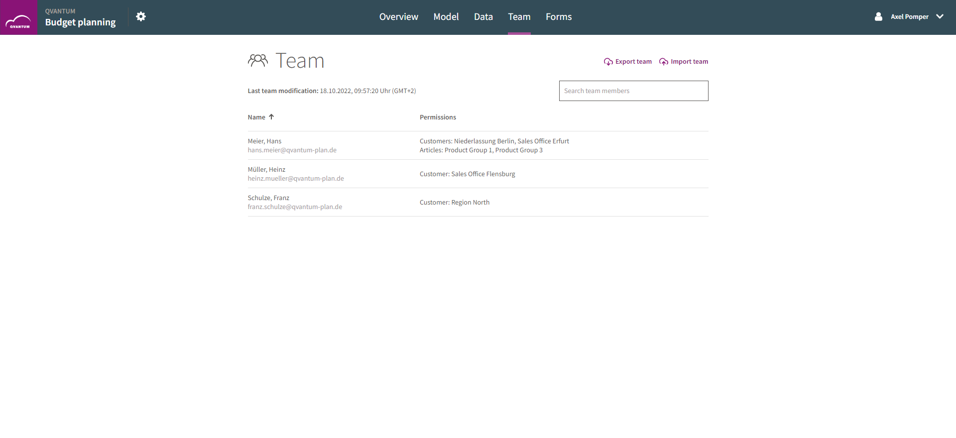 Admins can assign Teams and the roles each of these team members can perform. You can even set up access points in the planning sheet to a greater detail.
