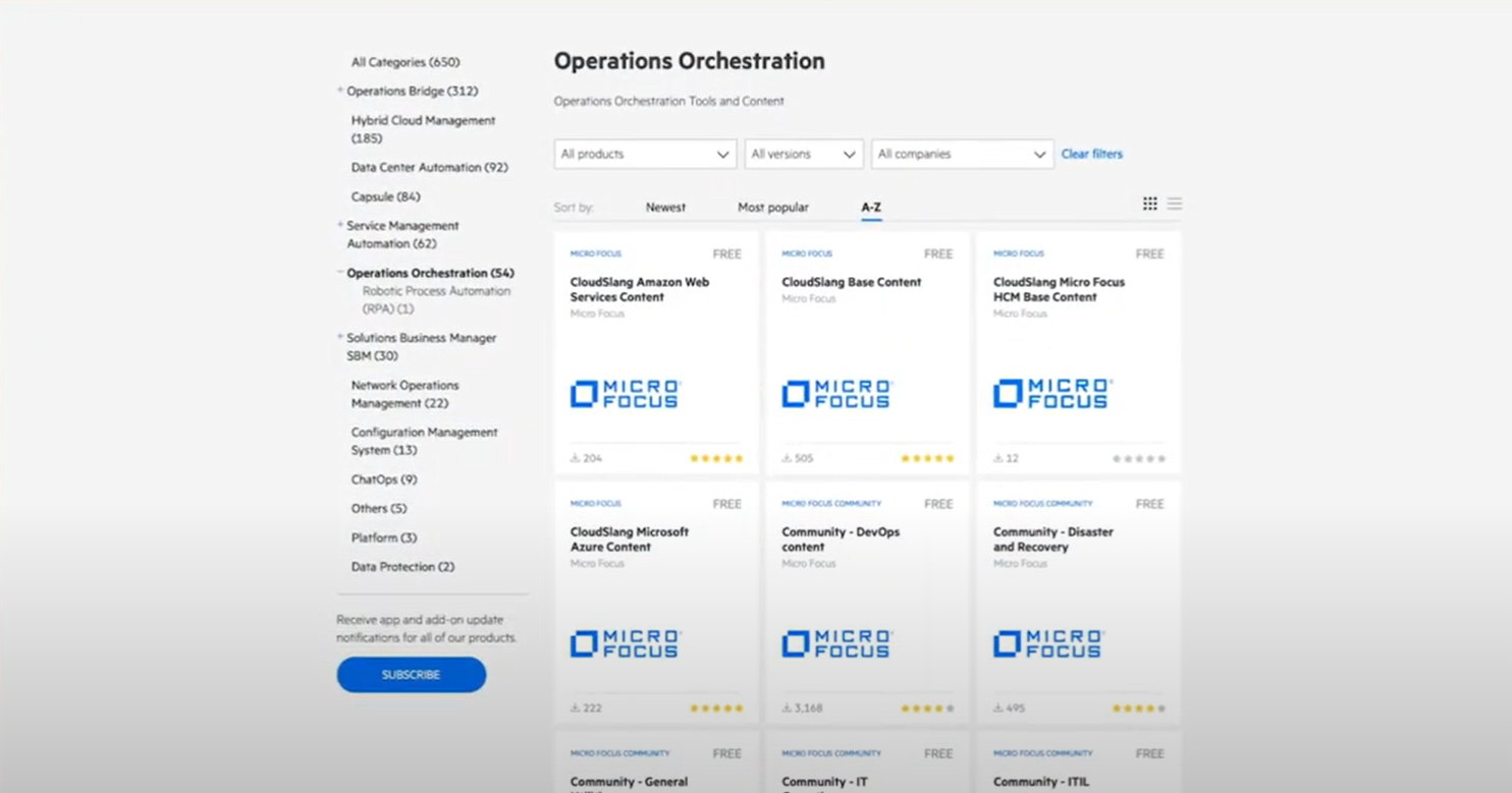 Operations Orchestration main interface
