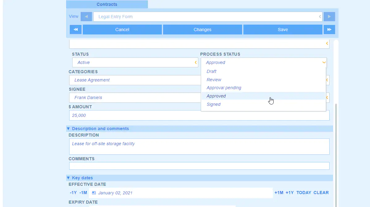 ContractManager screenshot: Contract management overview