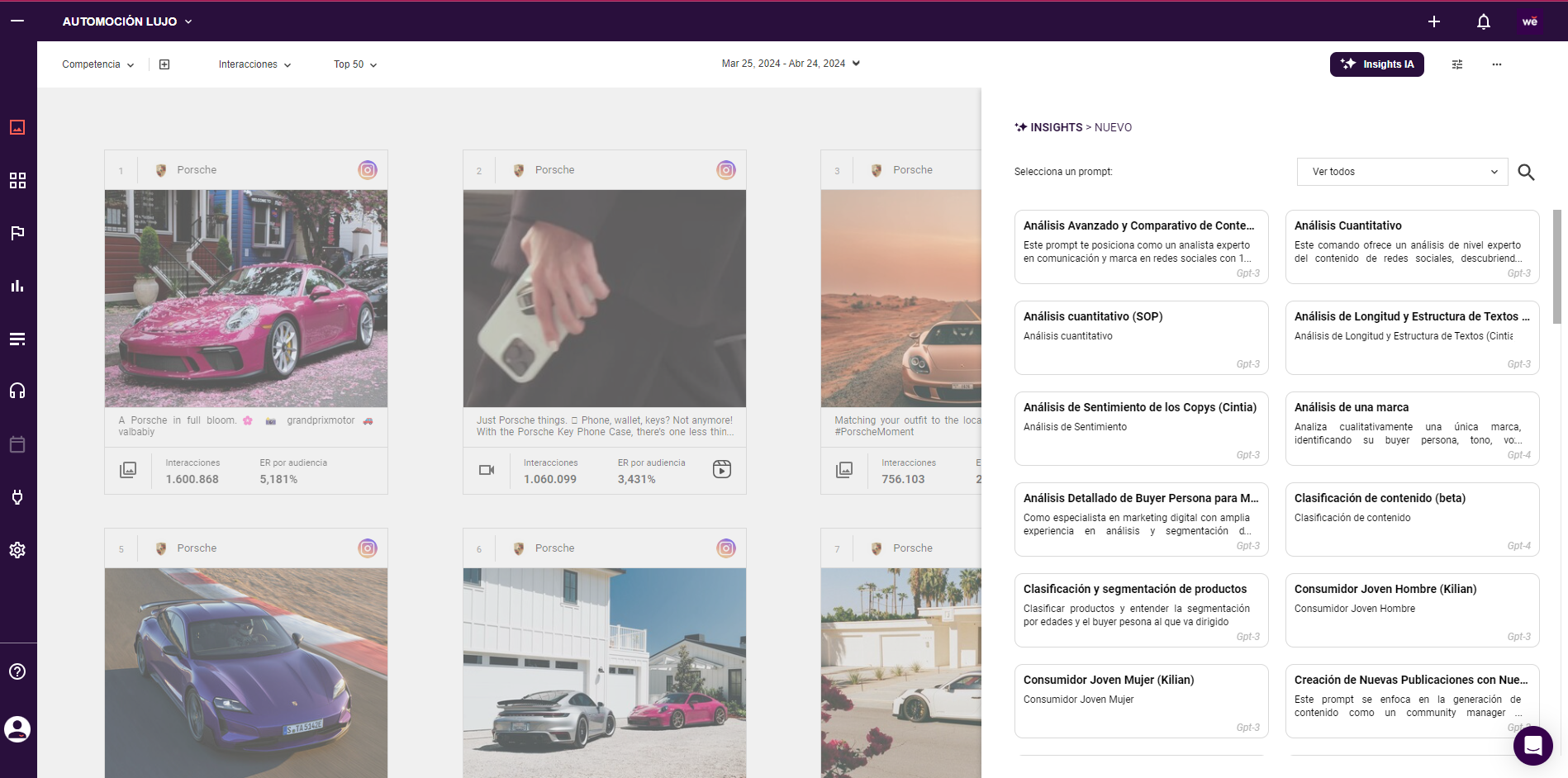 Welov screenshot: Content Navigatow view + Insight AI