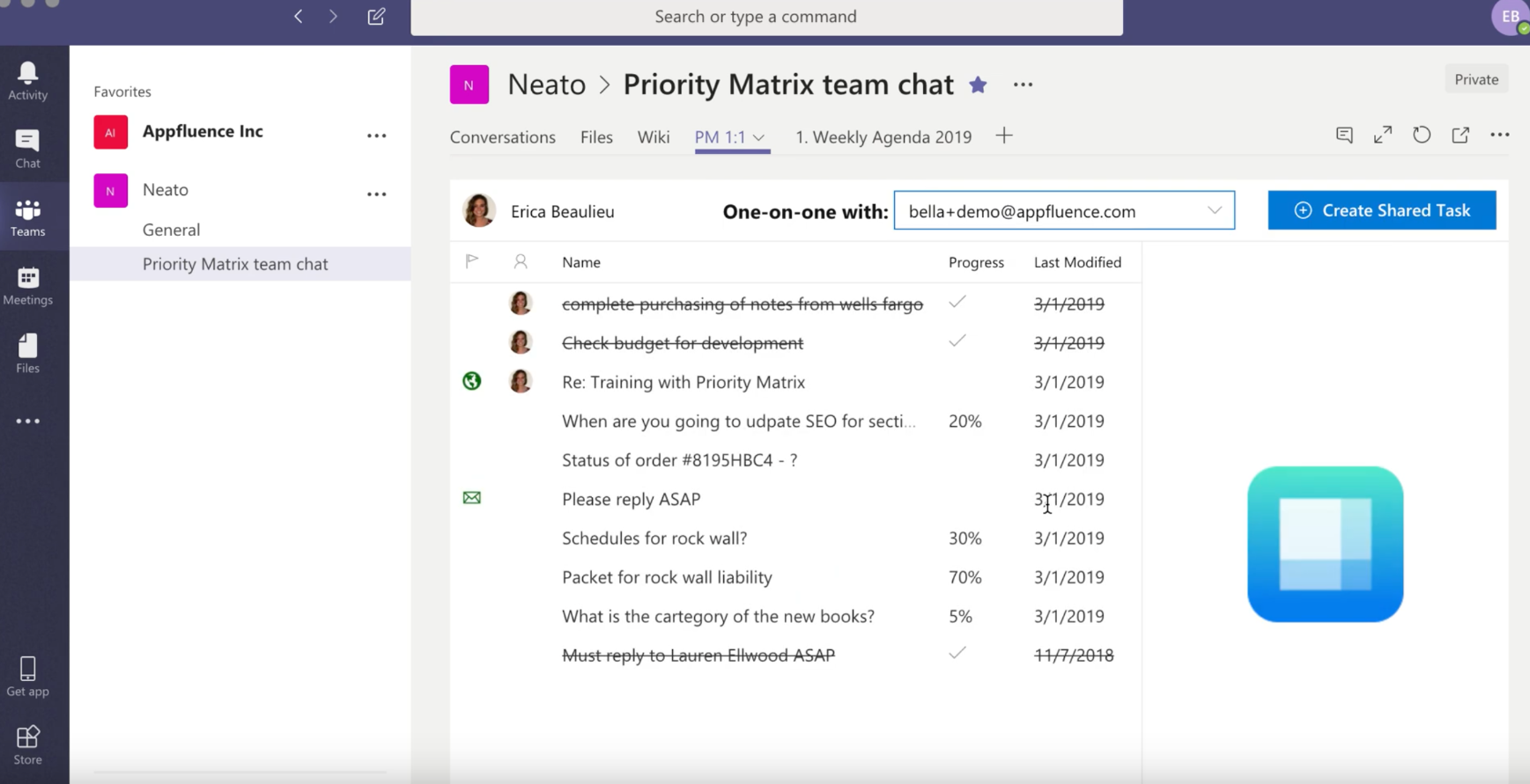 Priority Matrix Software - Priority Matrix Microsoft Teams integration