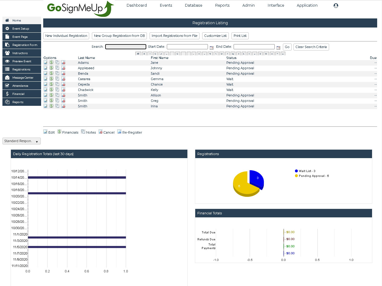 Real-time registration data-thumb