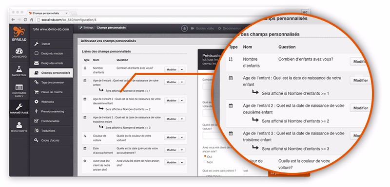 SPREAD Software - SPREAD custom fields