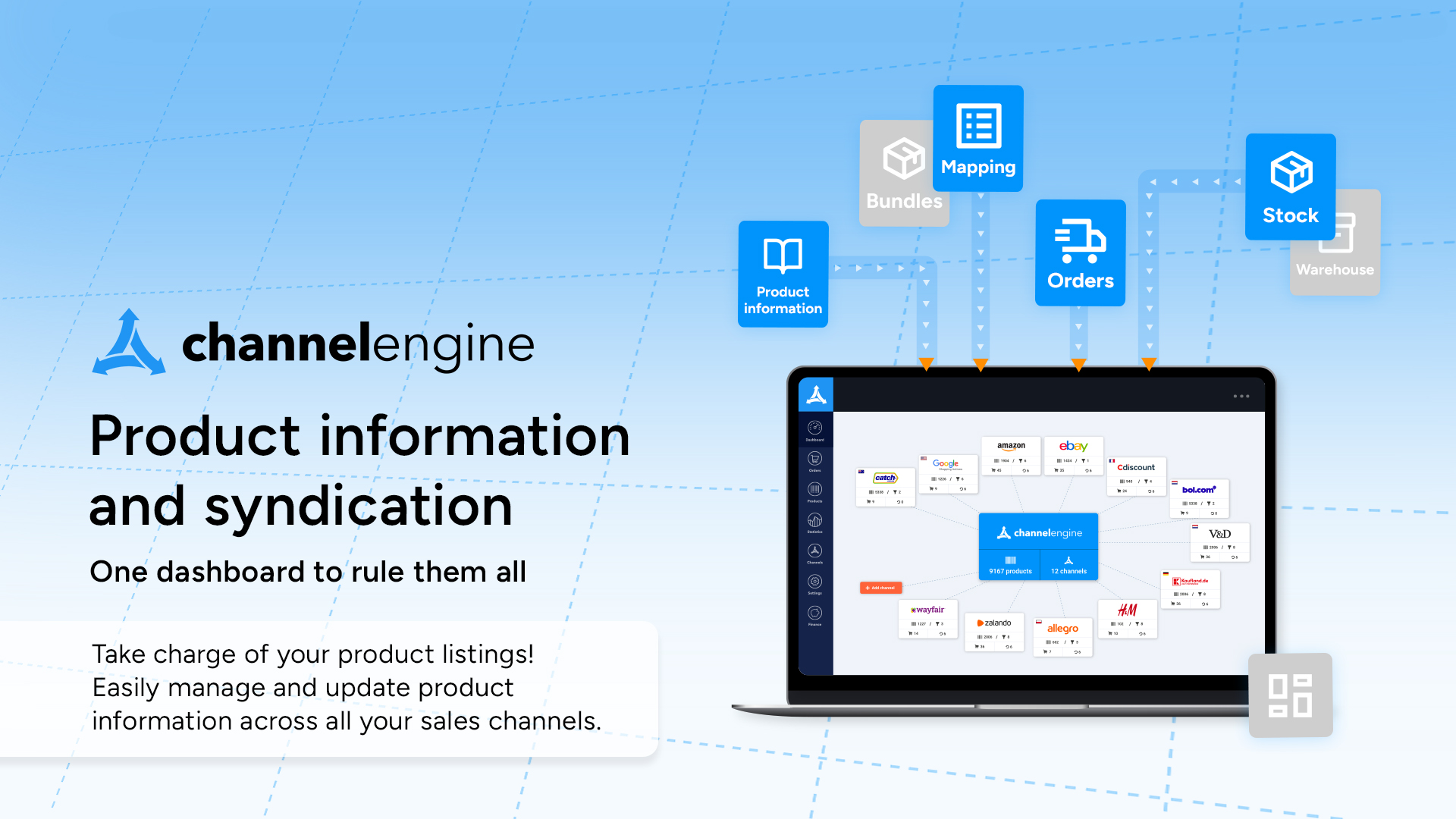 Take charge of your product listings. Easily manage and update product information across all your sales channels.