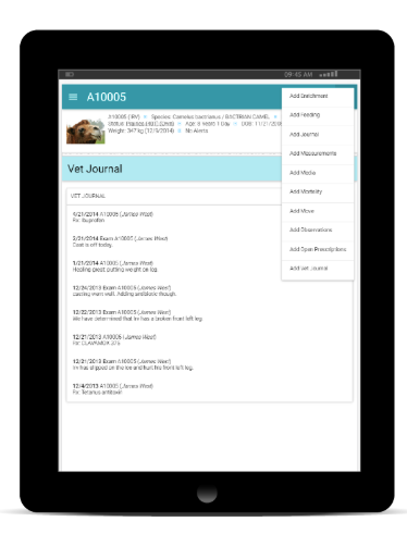 Tracks Software screenshot: Staff can access medical records for individuals and groups via mobile and tablet devices