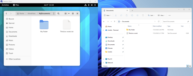 ThinLinc screenshot: ThinLinc work with local files on remote desktop