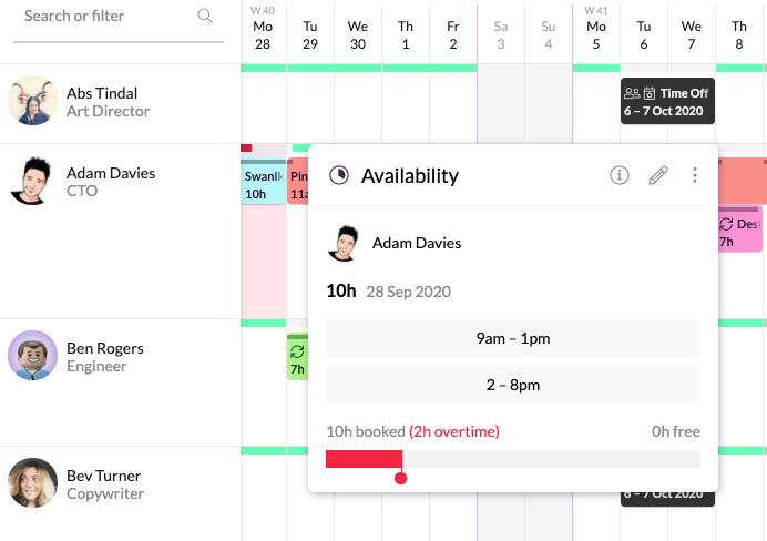 Resource Guru Software - Manage Overtime