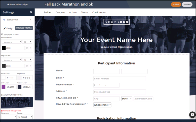 Create registration form