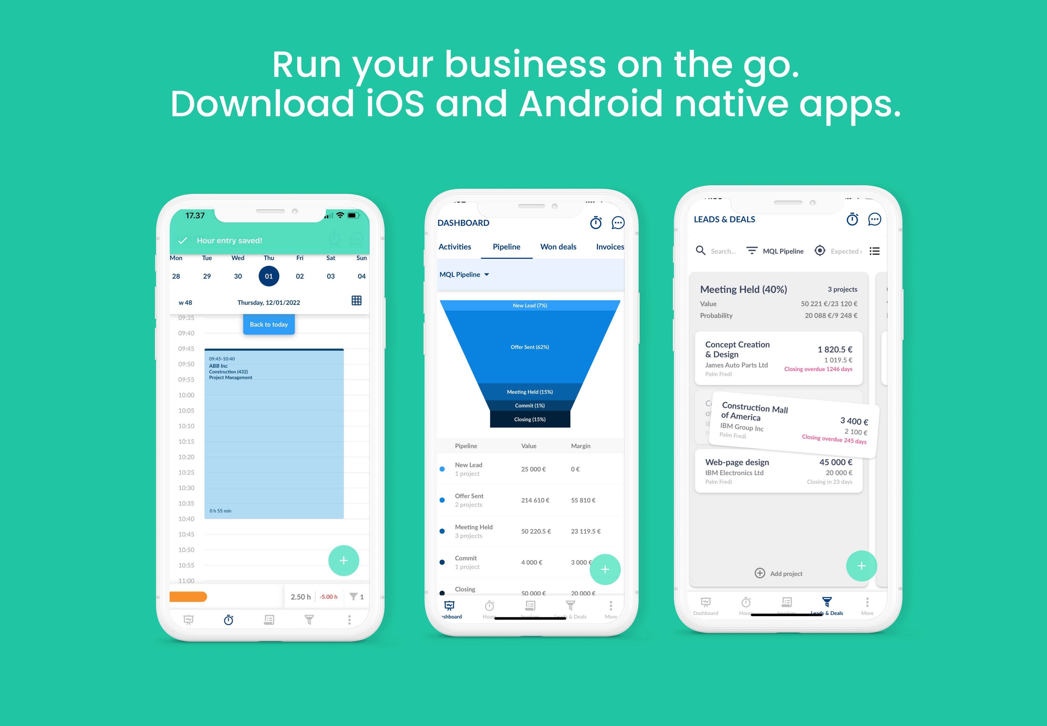 Work on the go. Download iOS and Android native apps