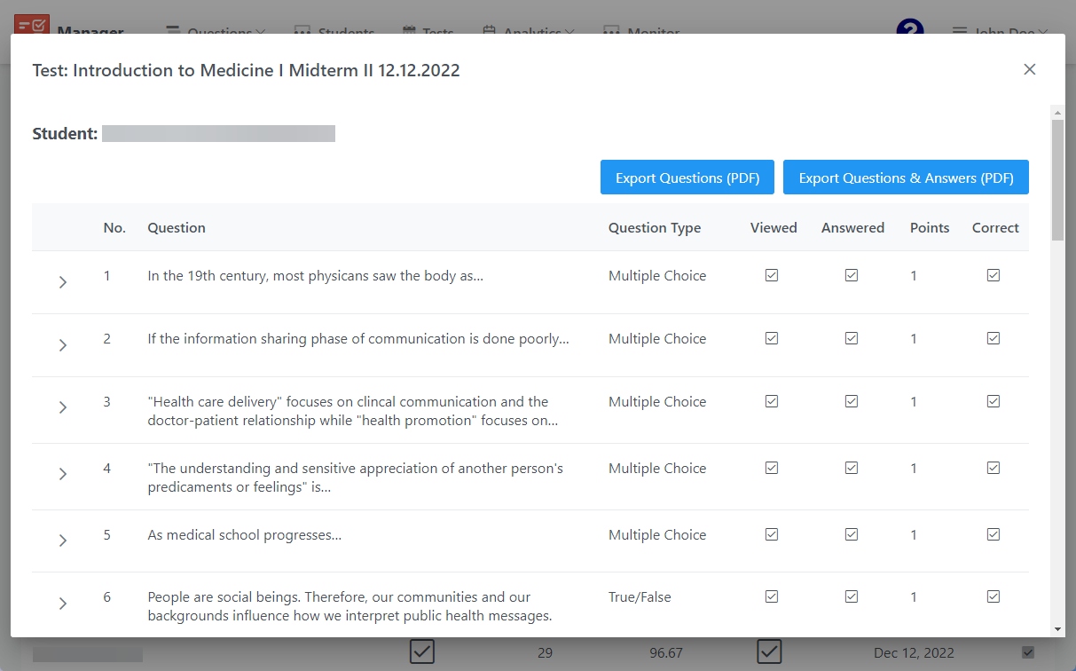 ExamJet Software - Get detailed analytics on the test result