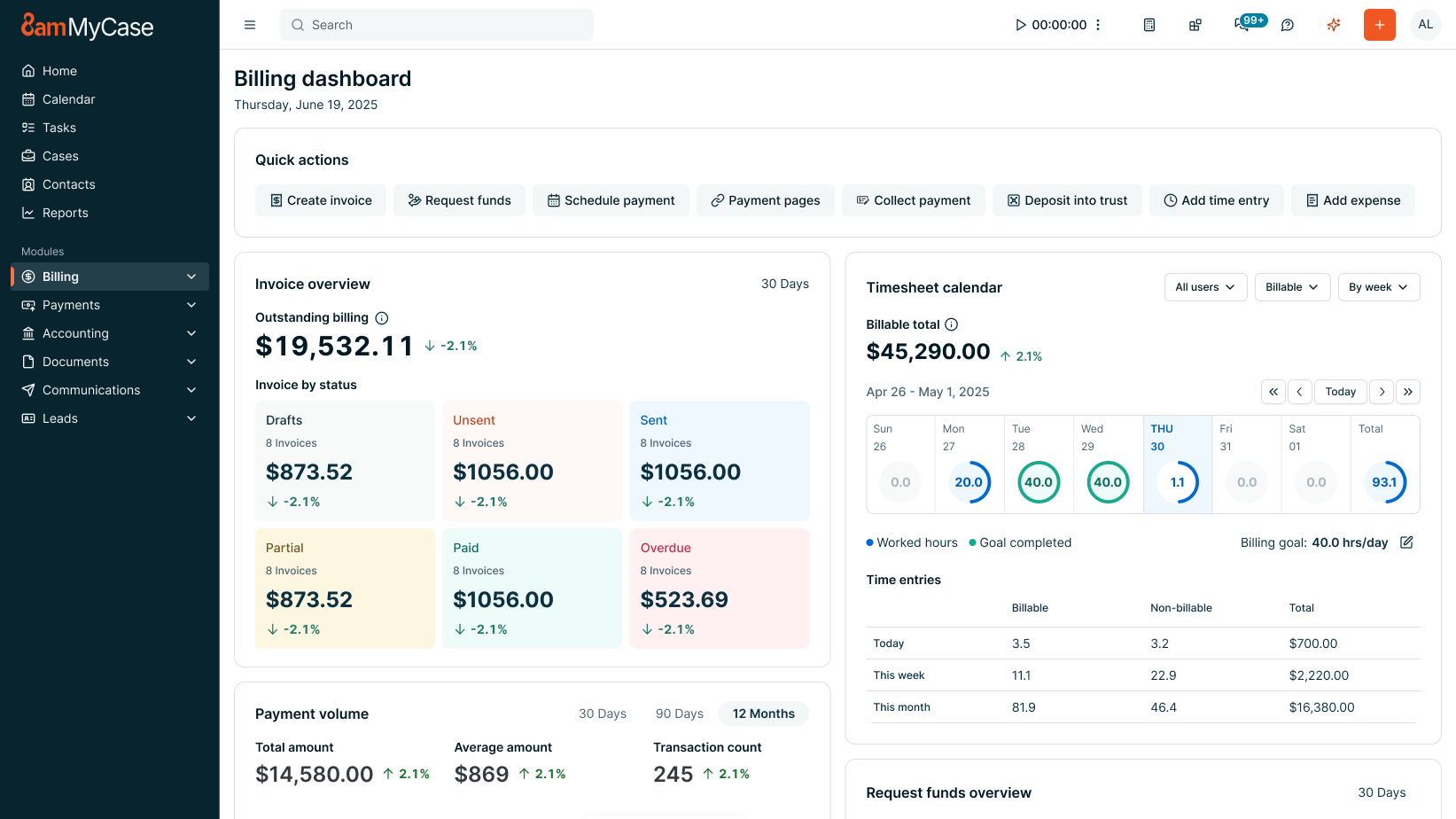 8am MyCase Software - 8am MyCase Billing Dashboard - thumbnail