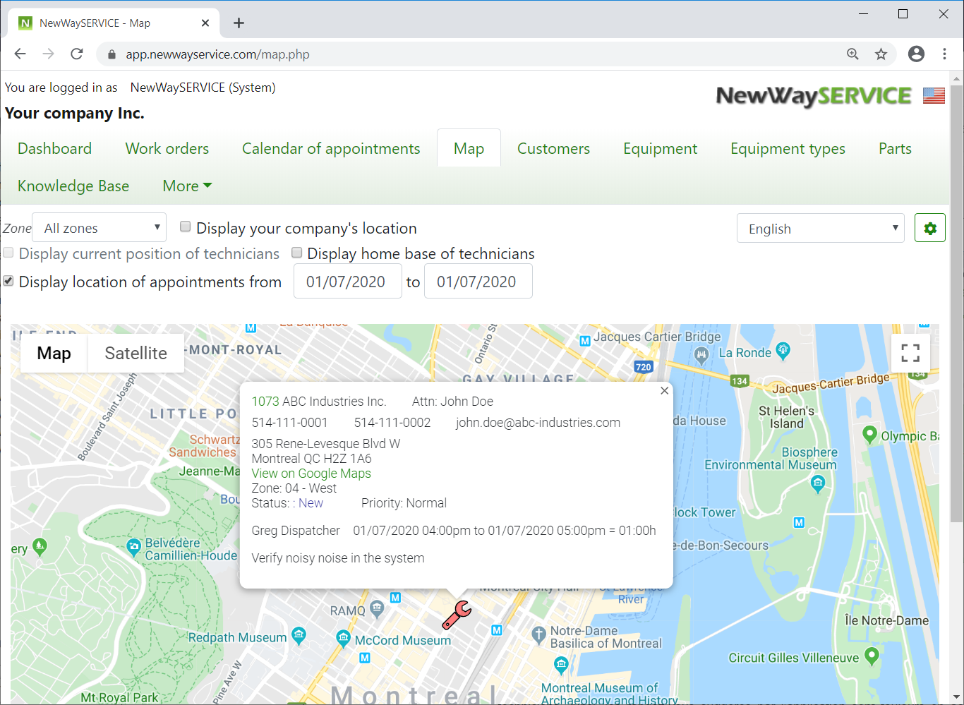 Service Order Software - NewWaySERVICE - Google Maps