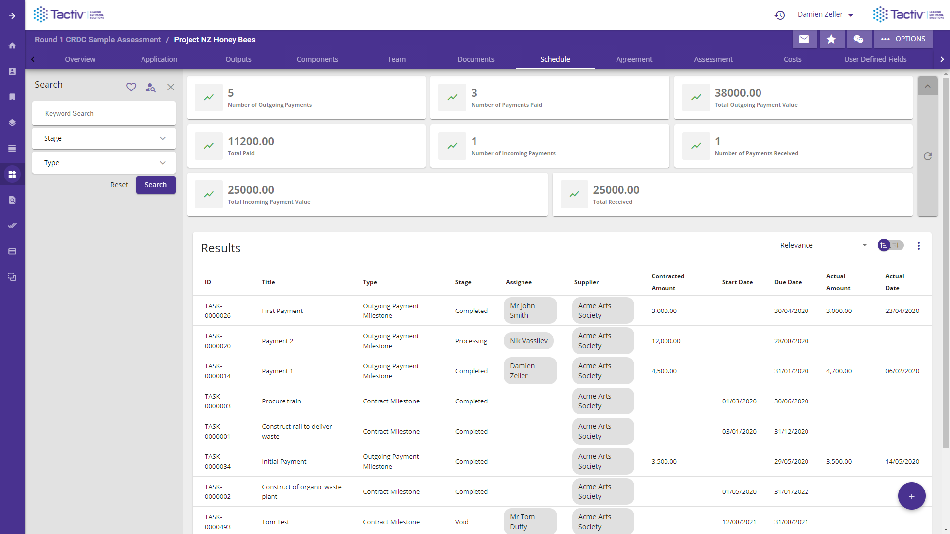 Enquire Software - Project schedule dashboards contain a wealth of information at a glance.