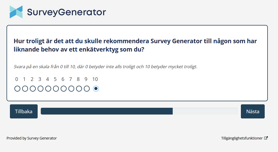 Survey Generator NPS question