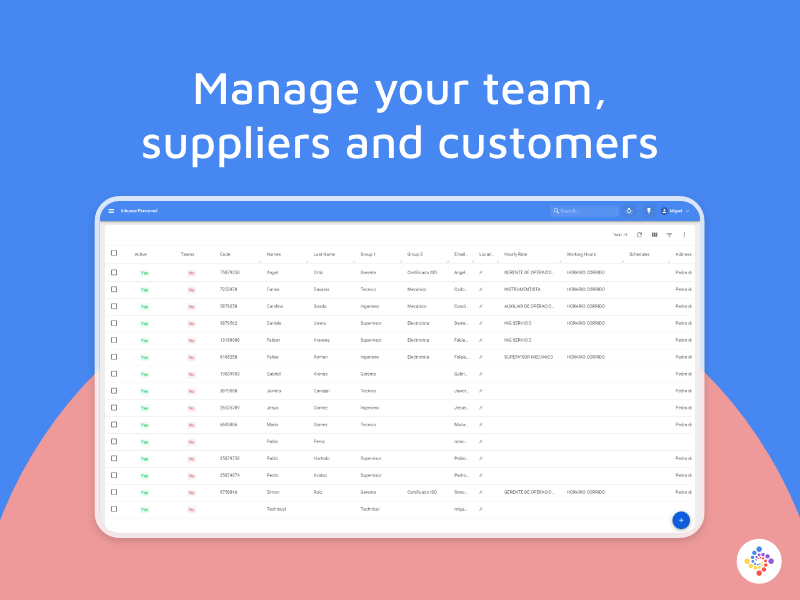 Manage your team, suppliers and customers
