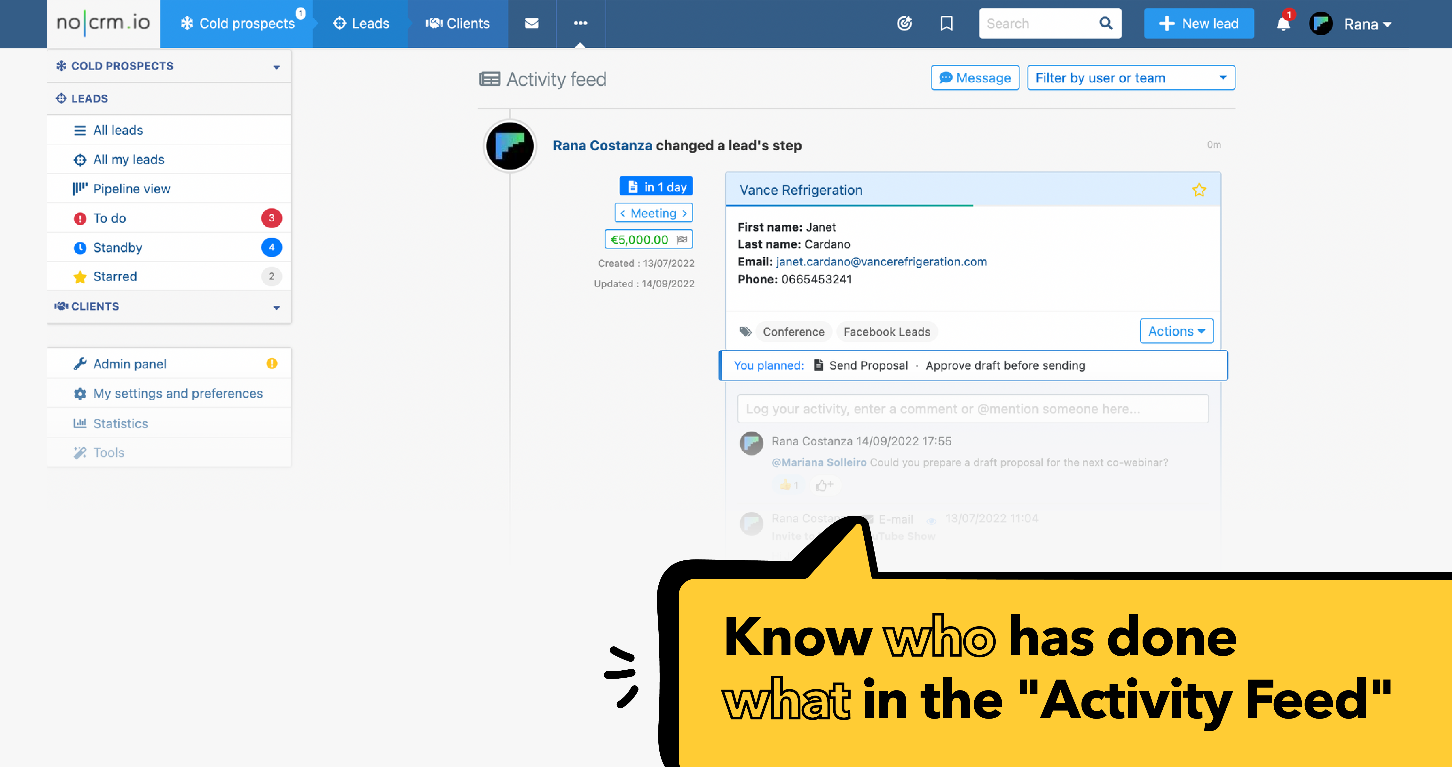 noCRM.io Software - Follow your team's activity in the Activity Feed