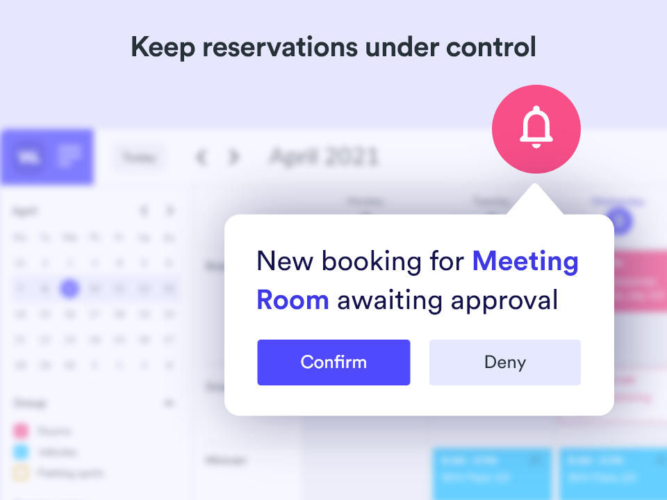Oversee not only who makes reservations within the company, but also what, where and when. Plan capacities, streamline the use of space and car fleets and make reservations in your company using the system.