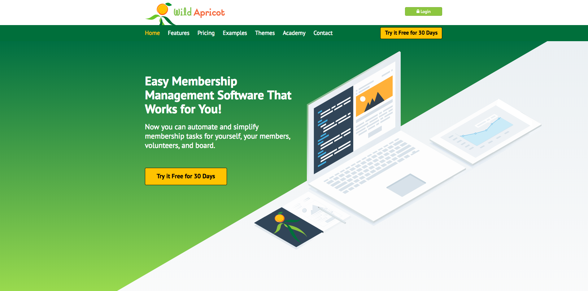Wild Apricot Homepage Screenshot